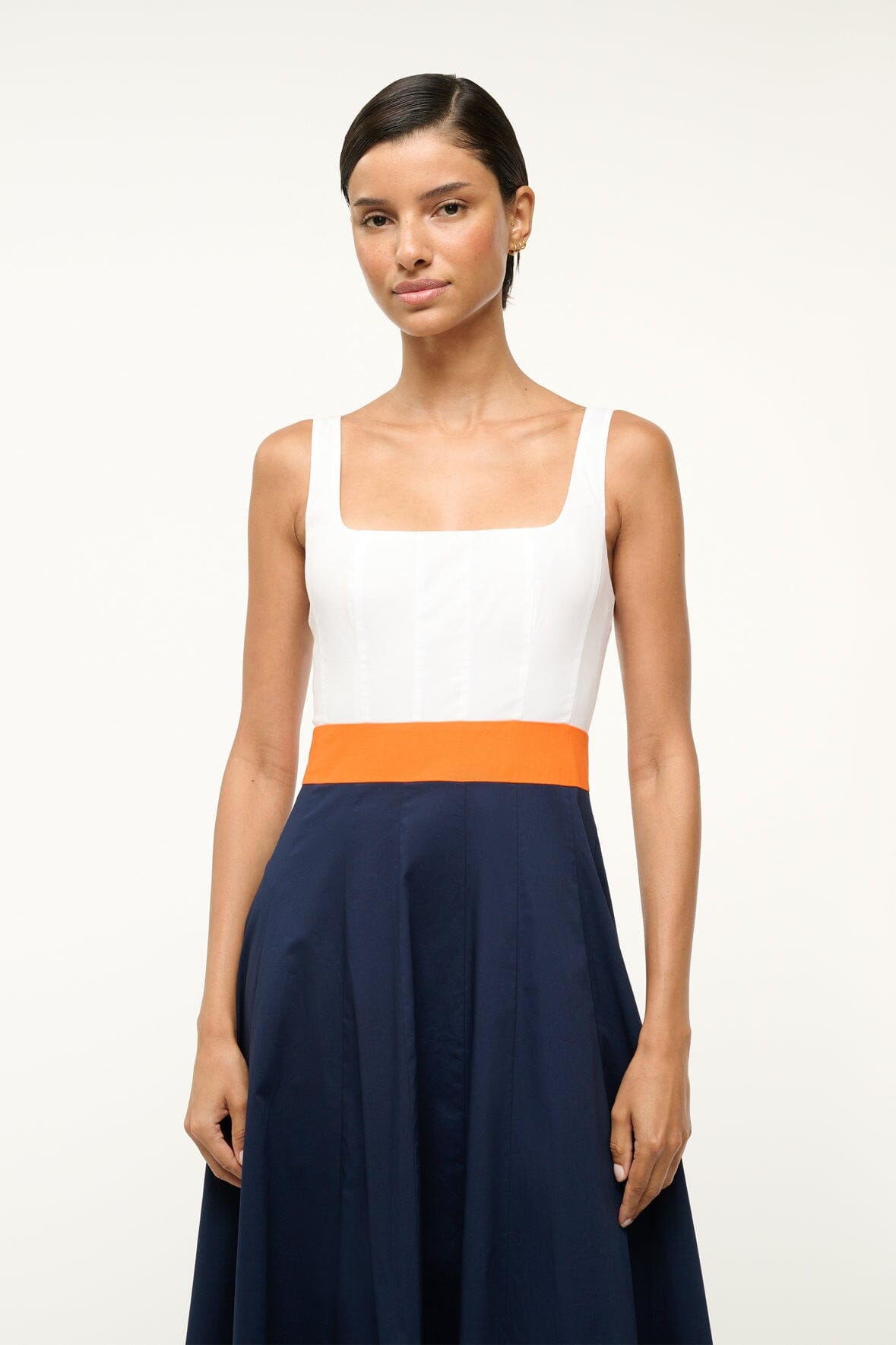 Image WELLS DRESS | WHITE APRICOT NAVY 2 of 4 and Clicking this image will trigger a zoom pop-up