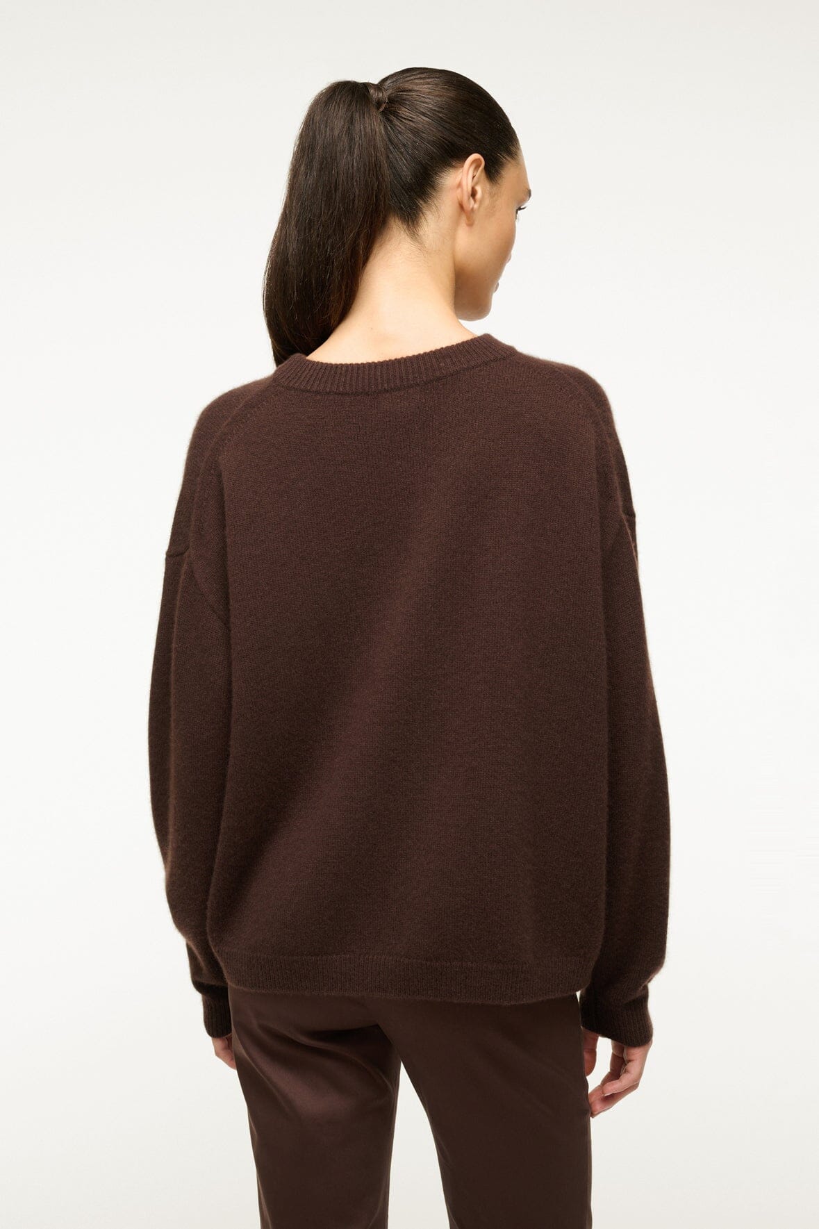 Image SERRANO CASHMERE RELAXED CREW | DARK CHOCOLATE 4 of 5 and Clicking this image will trigger a zoom pop-up