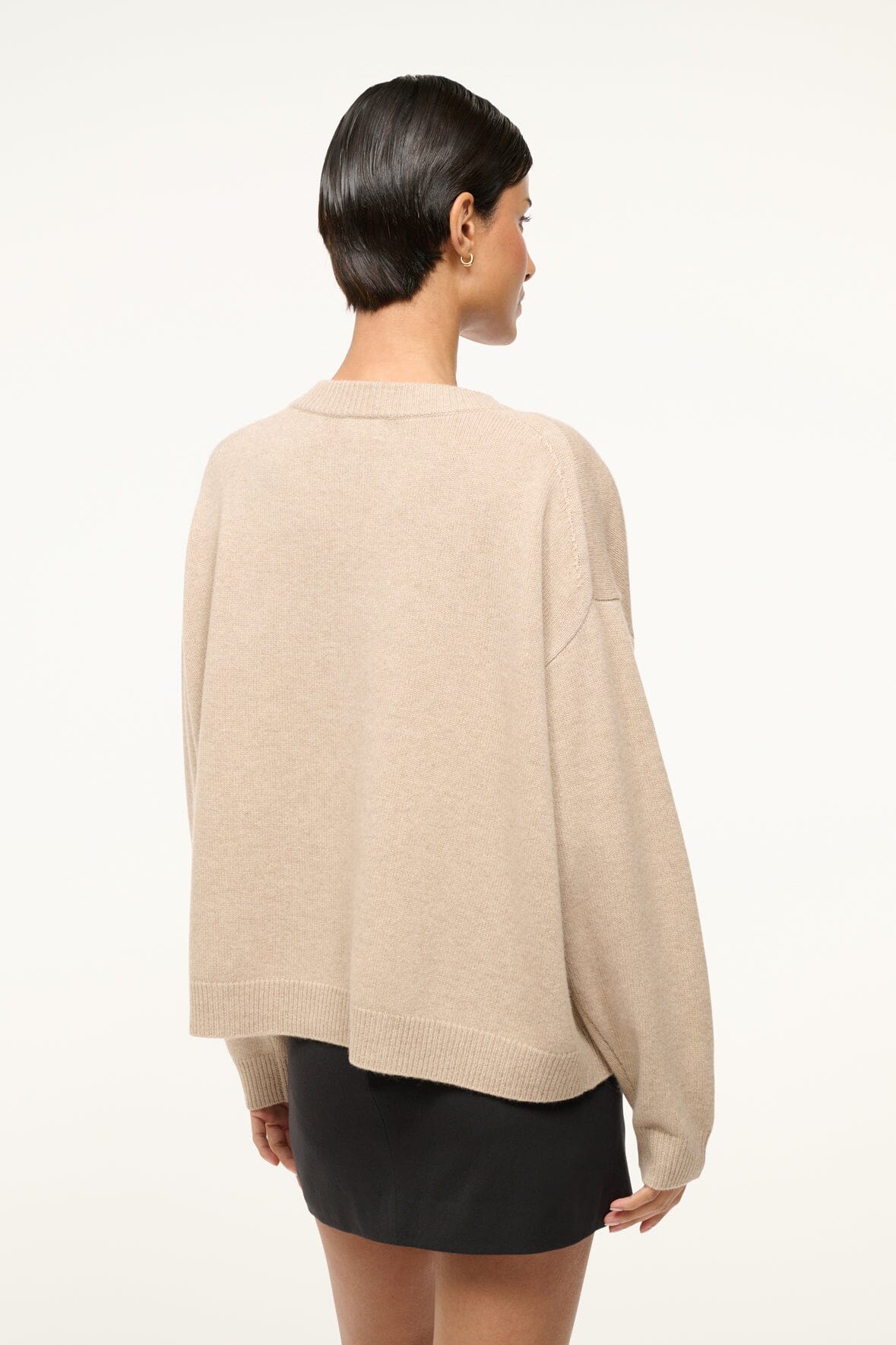 Image SERRANO CASHMERE RELAXED CREW | STONE 3 of 6 and Clicking this image will trigger a zoom pop-up