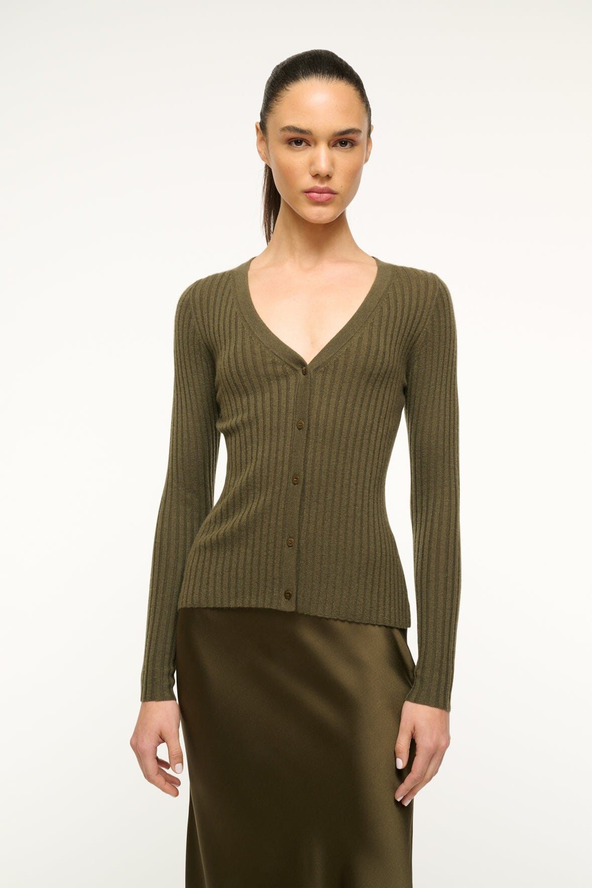 Image CARGO CASHMERE SWEATER | DARK OLIVE 1 of 4 and Clicking this image will trigger a zoom pop-up