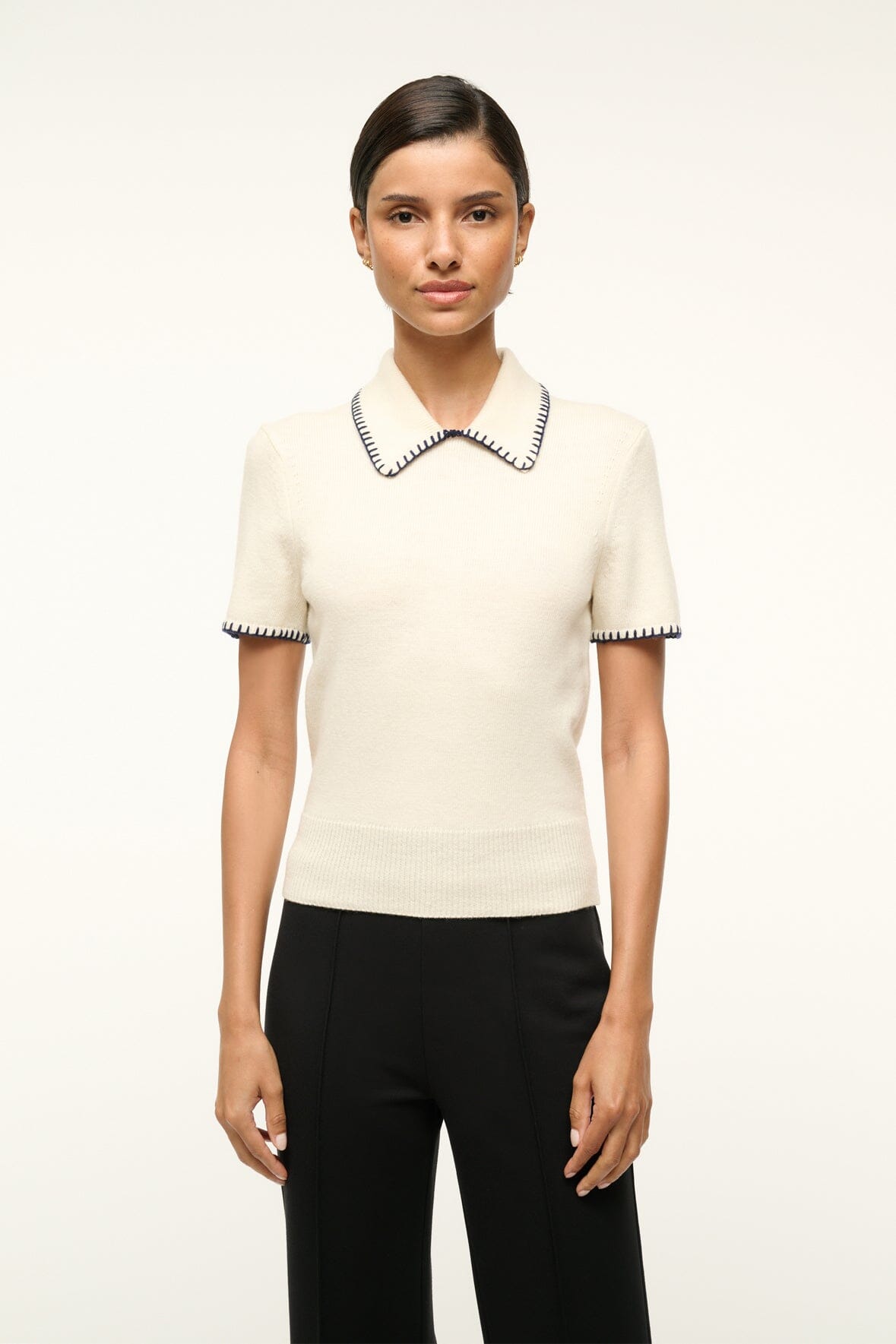 Image WINDSOR TOP | IVORY NAVY 1 of 4 and Clicking this image will trigger a zoom pop-up