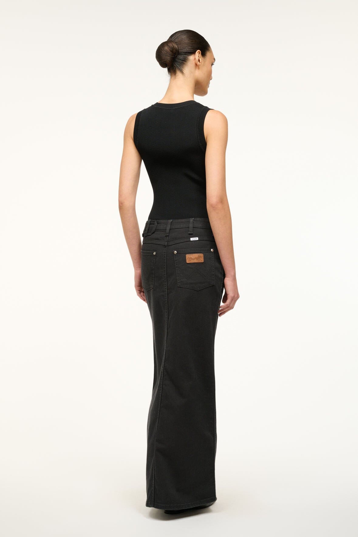 Image STAUD + WRANGLER THE MAXI SKIRT | BLACK 3 of 5 and Clicking this image will trigger a zoom pop-up