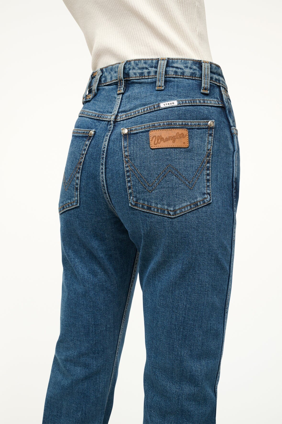 Image STAUD + WRANGLER THE EVERYDAY JEAN | INDIGO WASH 6 of 7 and Clicking this image will trigger a zoom pop-up