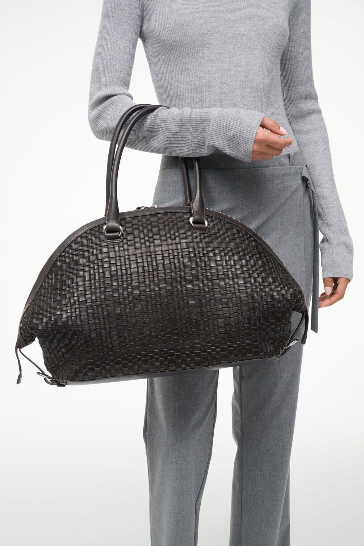 Image HESTER SATCHEL | ESPRESSO WOVEN LEATHER 6 of 7 and Clicking this image will trigger a zoom pop-up