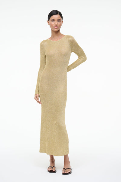 STAUD, Nikitta Dress in Gold, Size Small