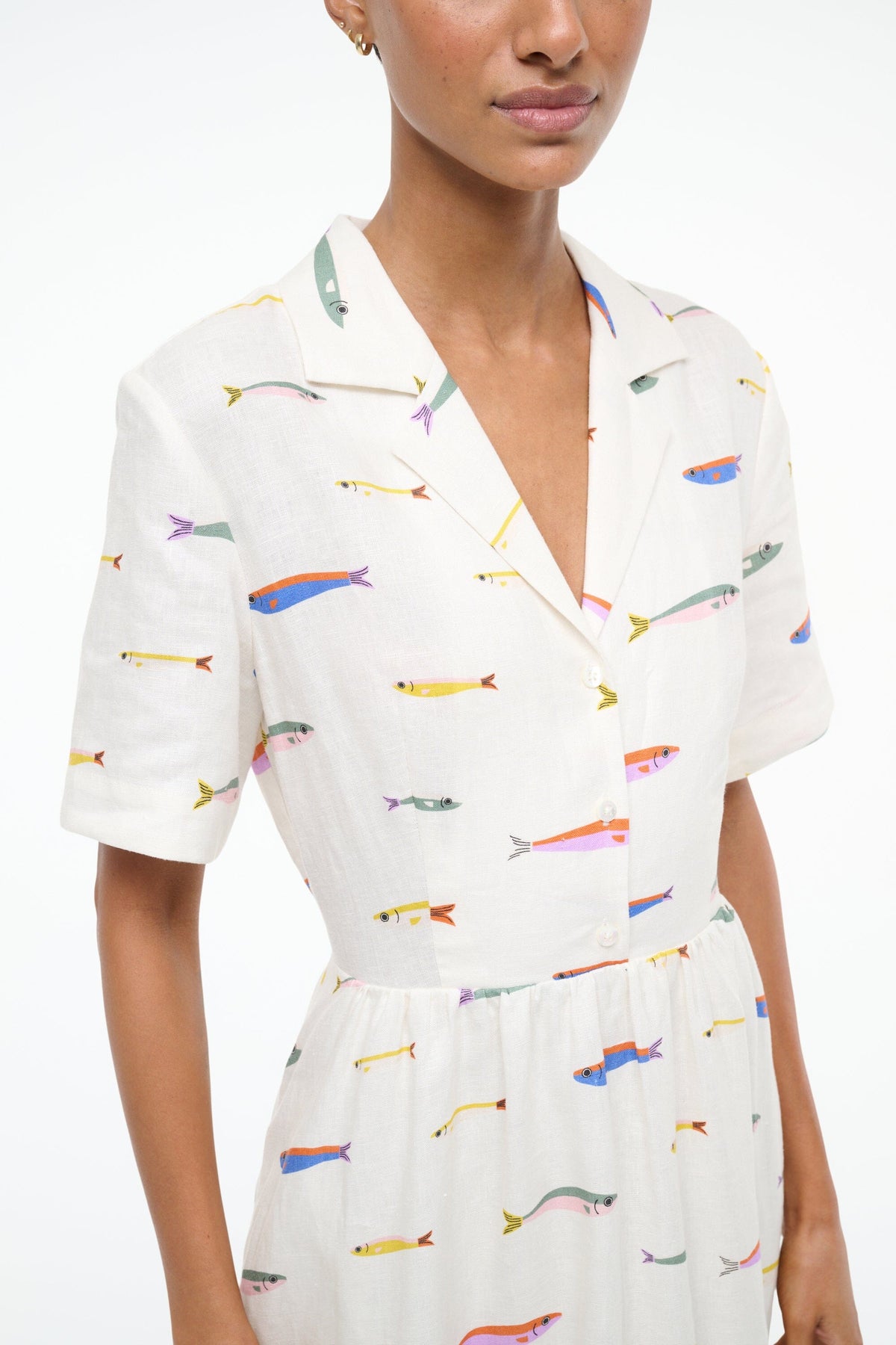 Image MERYL LINEN DRESS | POP SARDINES IVORY 4 of 6 and Clicking this image will trigger a zoom pop-up