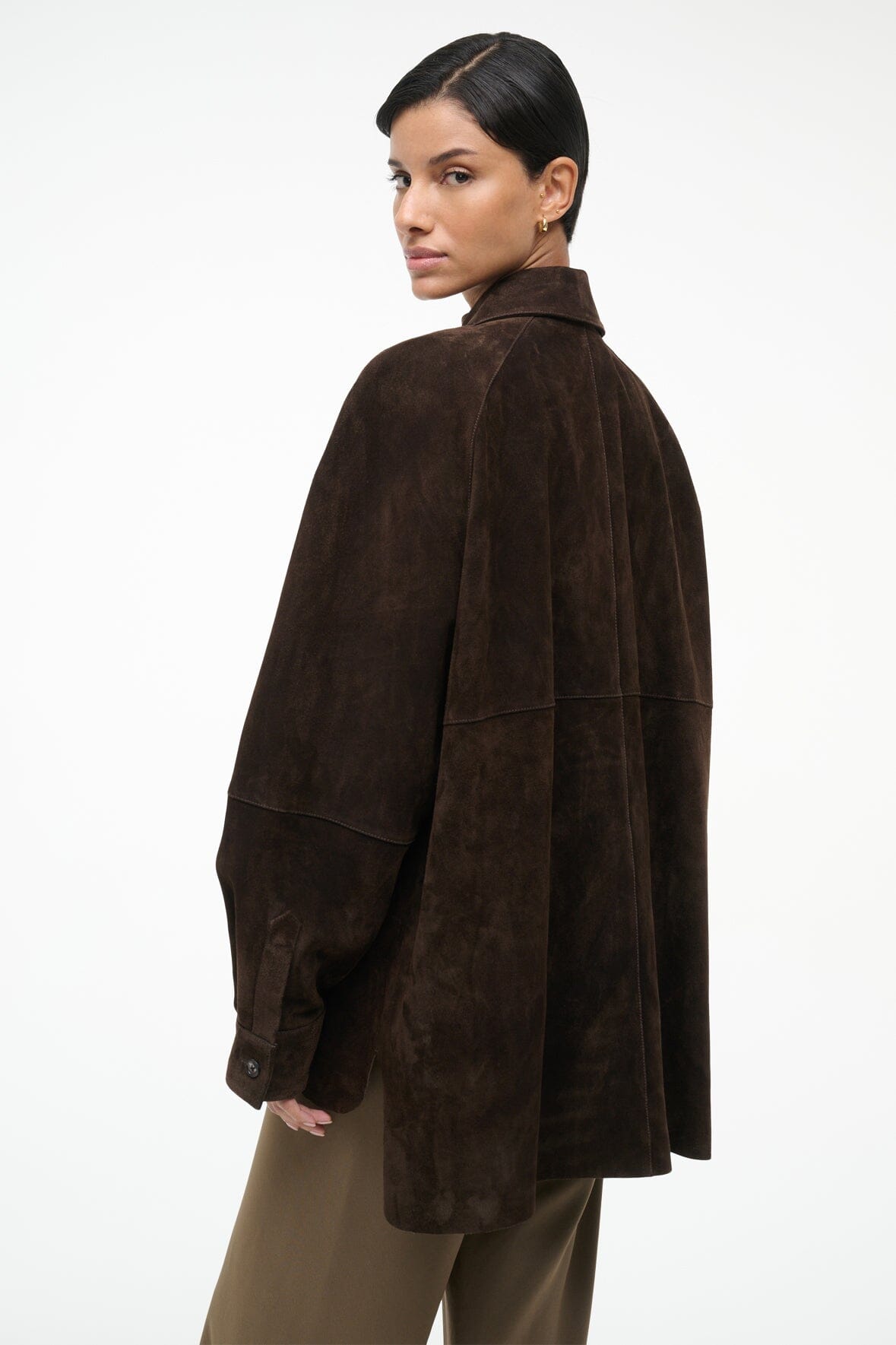 STAUD JOSETTE SUEDE SHIRT ESPRESSO