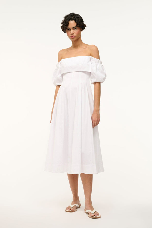 STAUD PALERMO DRESS | WHITE-WHITE