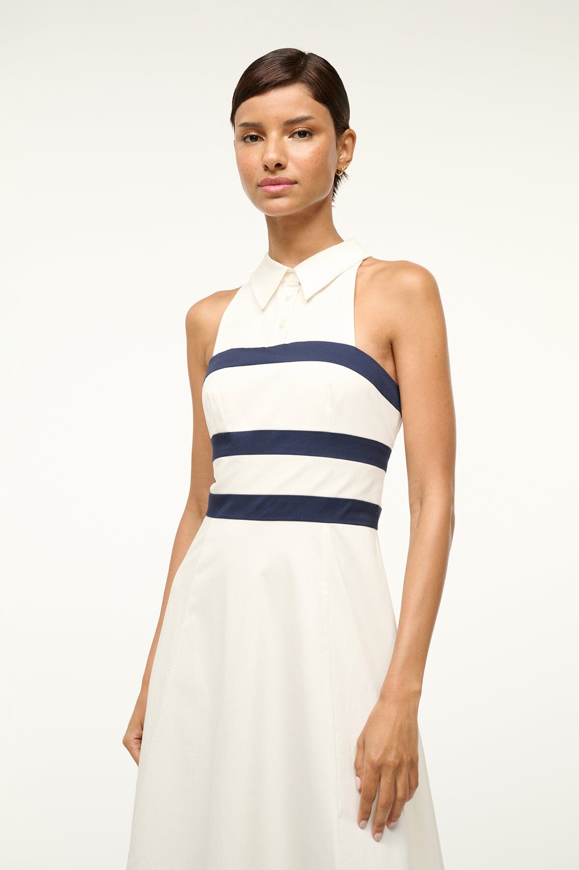 Image CAPTAIN DRESS | IVORY NAVY 3 of 6 and Clicking this image will trigger a zoom pop-up