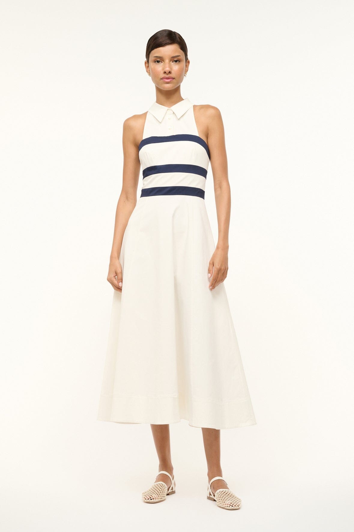 Image CAPTAIN DRESS | IVORY NAVY 1 of 6 and Clicking this image will trigger a zoom pop-up