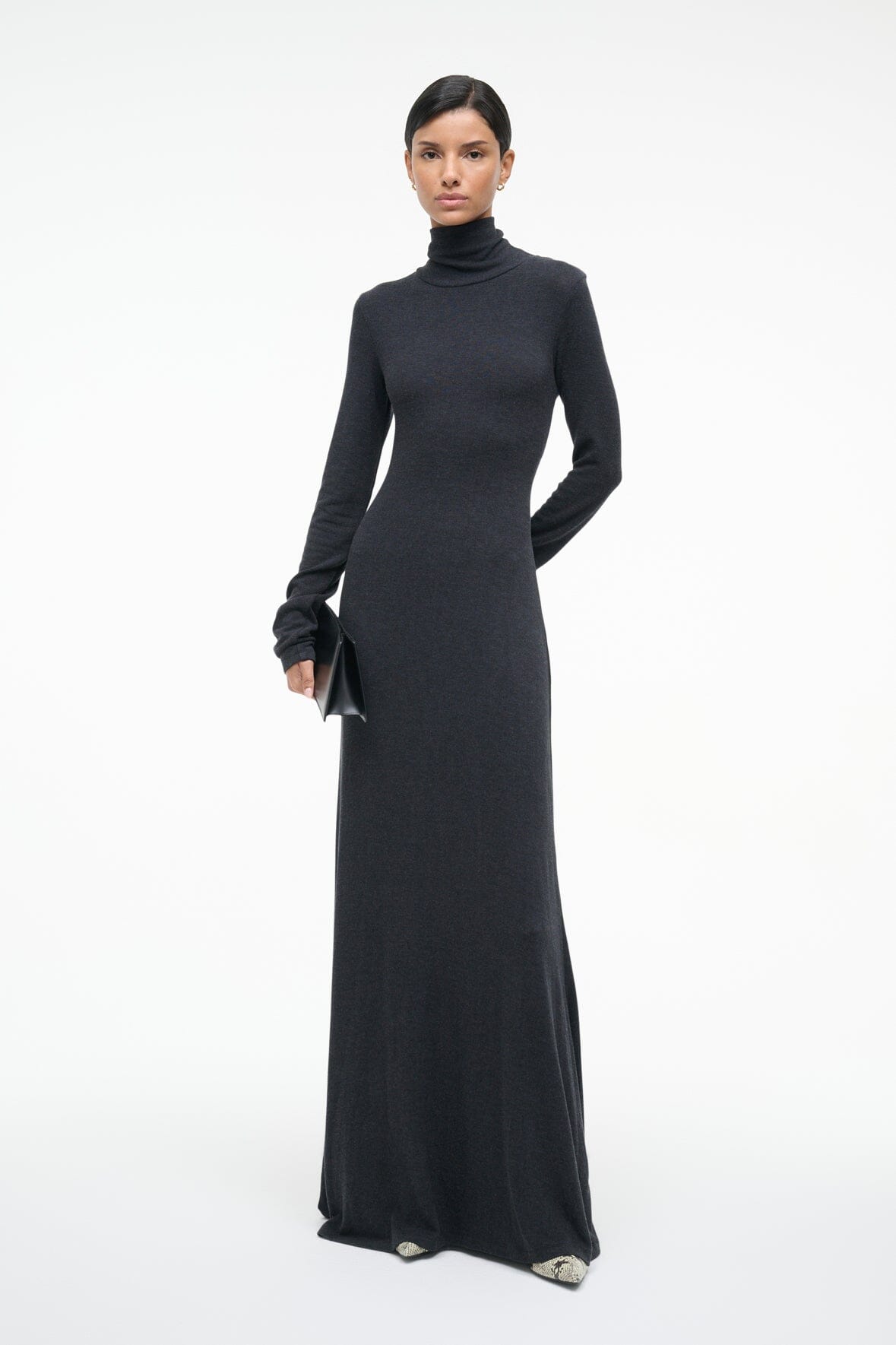 Image VANYA DRESS | CHARCOAL 1 of 7 and Clicking this image will trigger a zoom pop-up