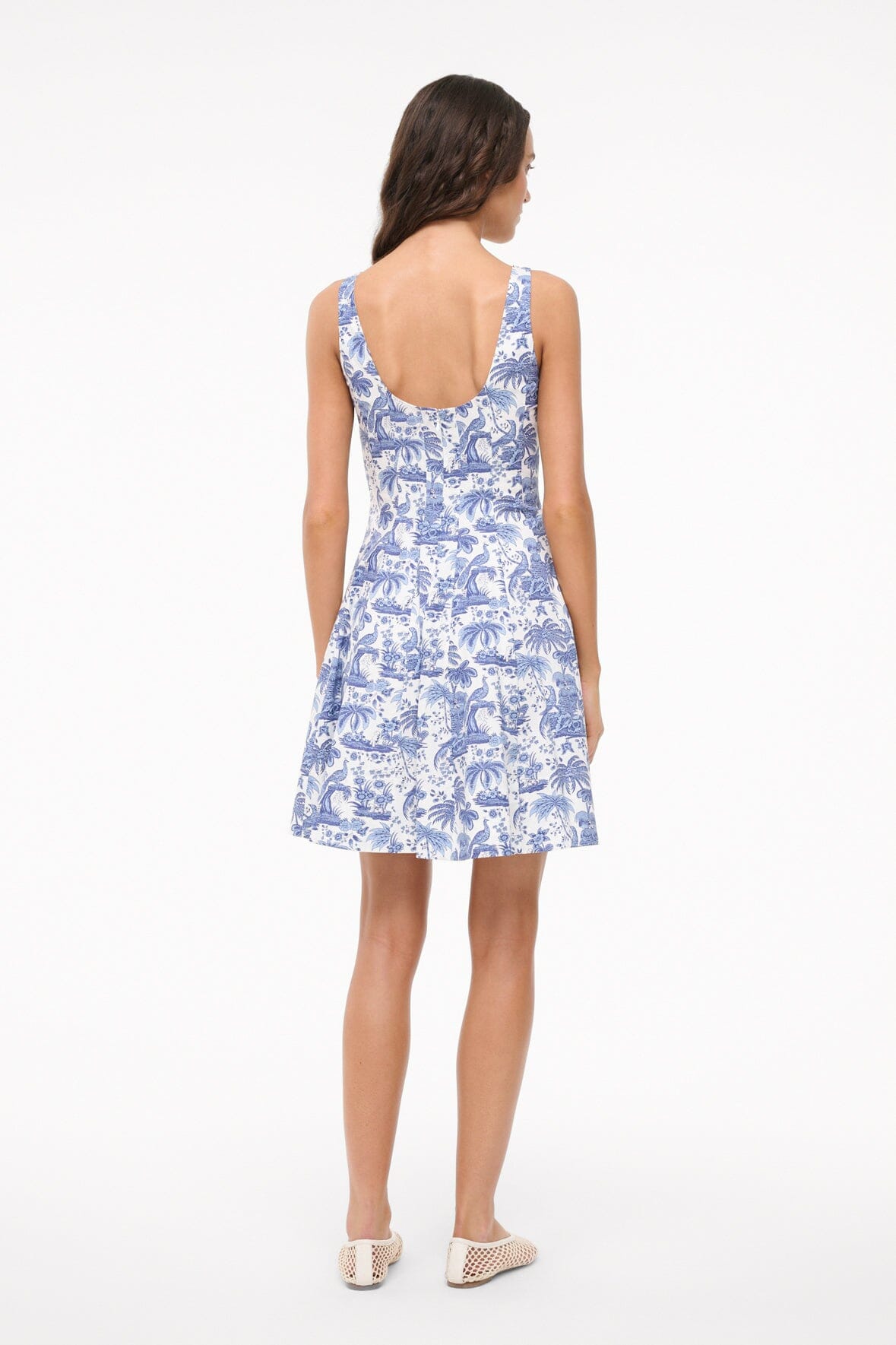STAUD, Mini Wells Dress in Blue Toile, Size 16 STAUD, Mini Wells Dress in Blue Toile, Size 16
