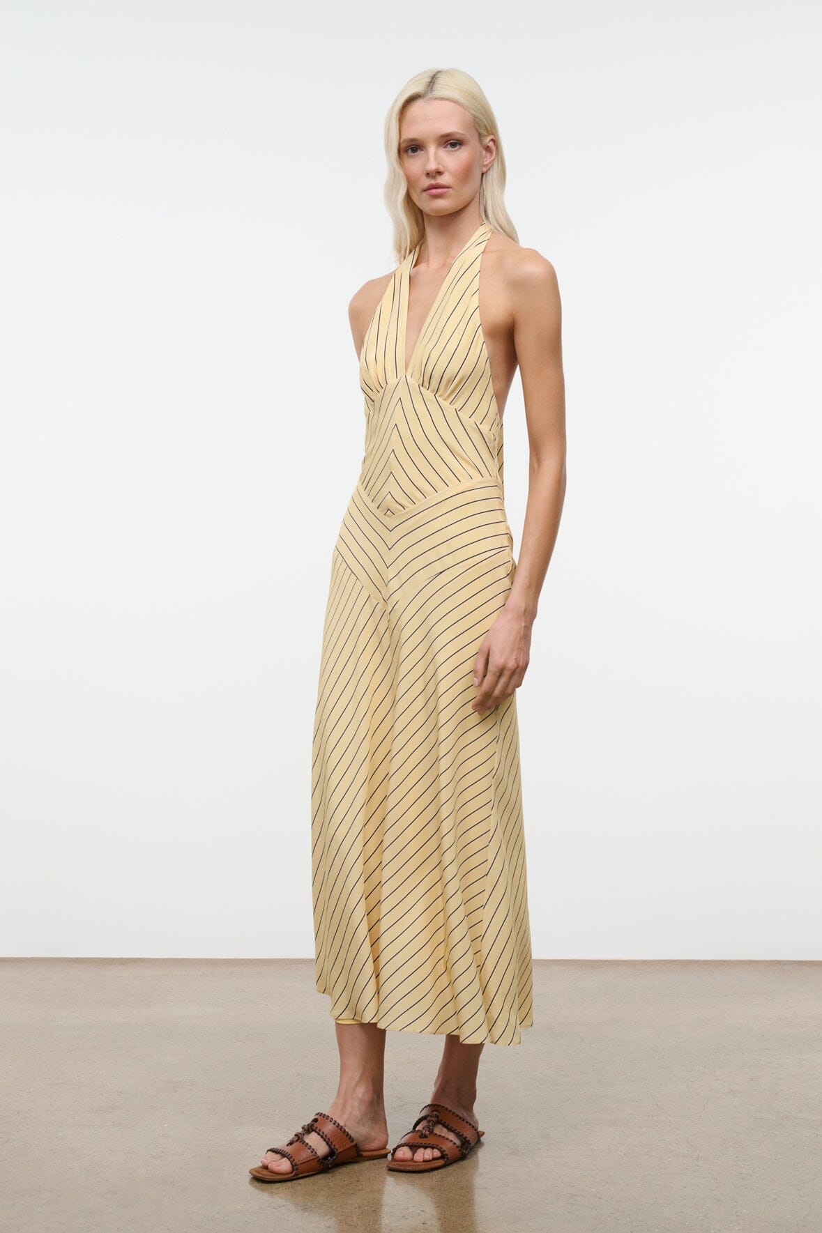 striped silk dress Black White Striped Silk Dress