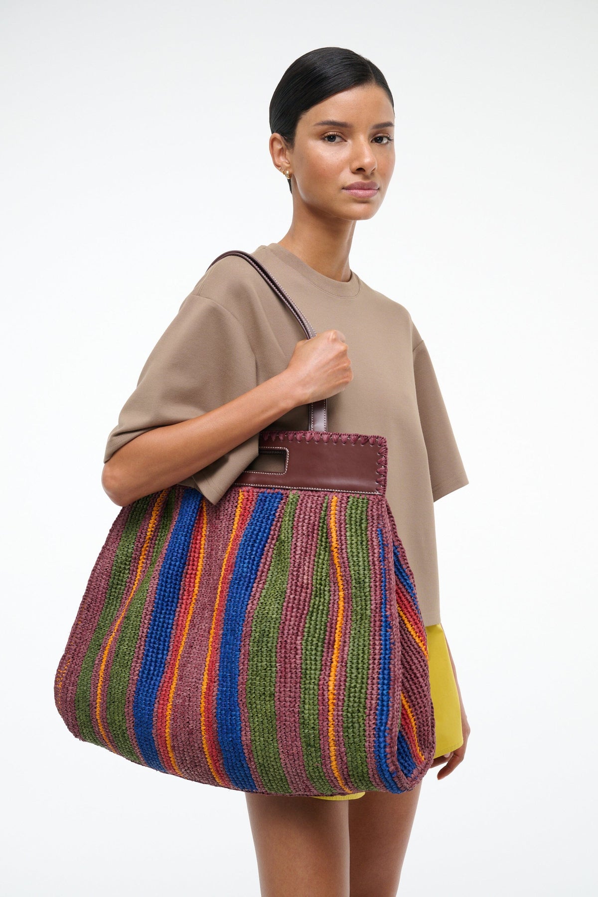 Image RUE TOTE BAG | JUNGLE STRIPE RAFFIA 4 of 10 and Clicking this image will trigger a zoom pop-up