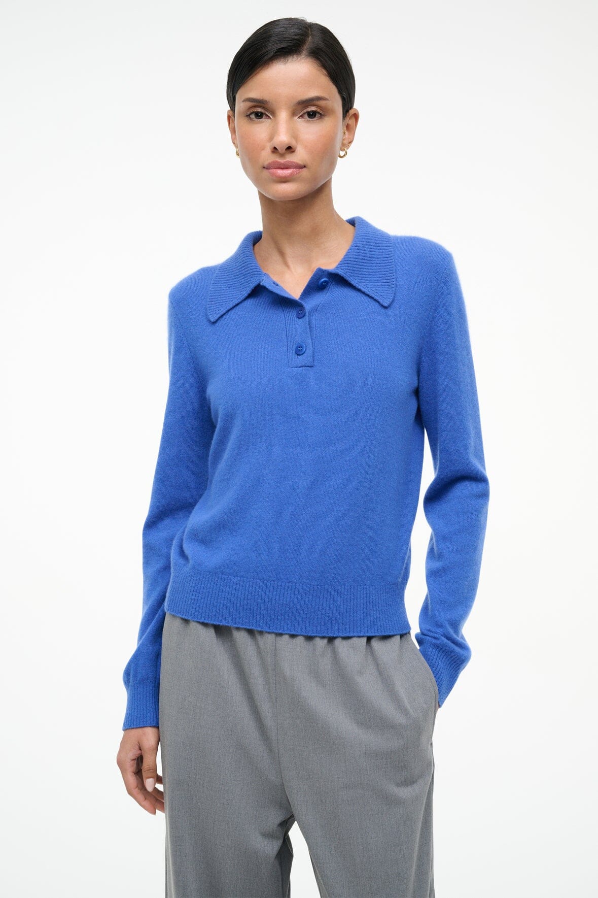Image GEMMA CASHMERE SWEATER | SAPPHIRE 1 of 5 and Clicking this image will trigger a zoom pop-up