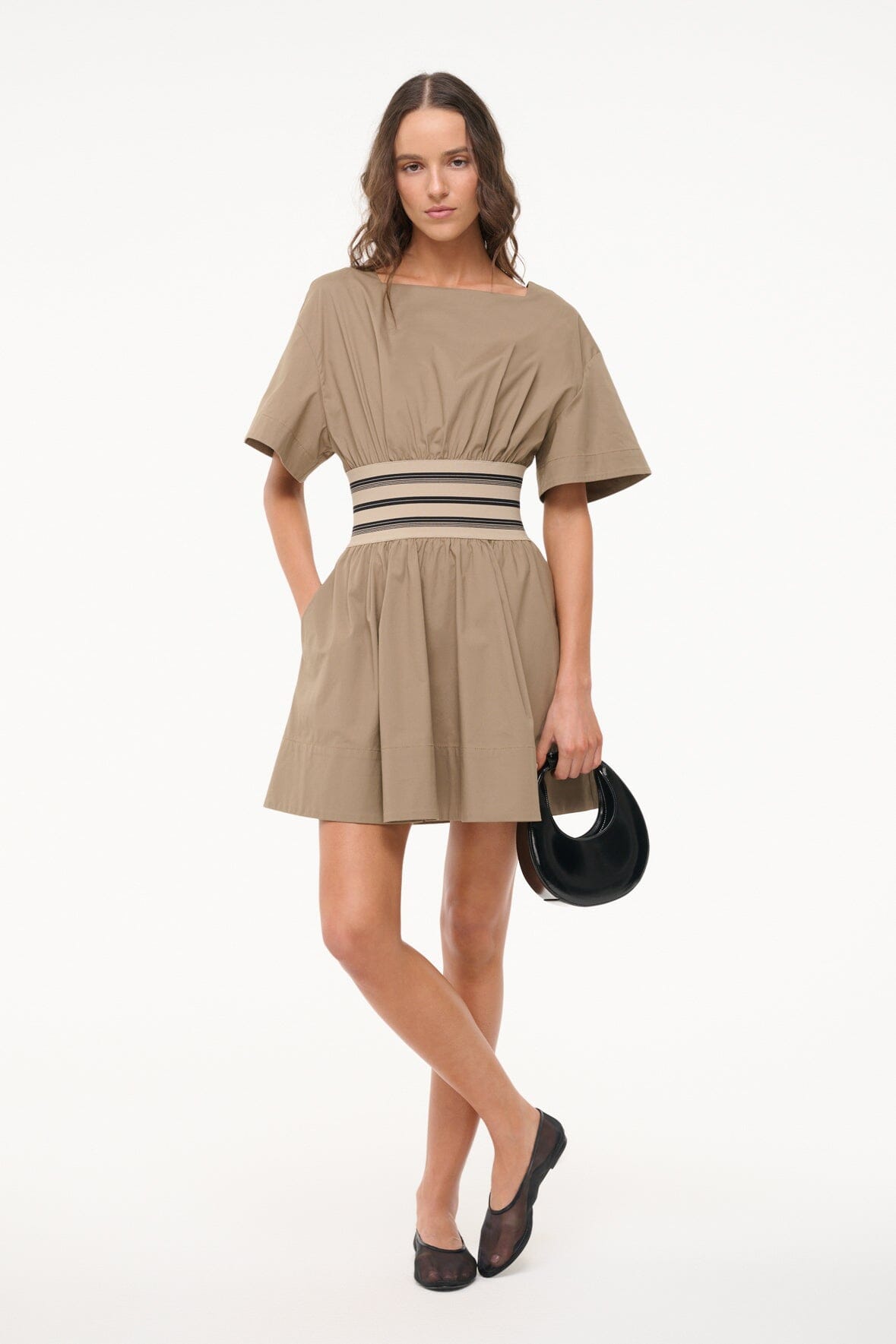 Image AMY MINI DRESS | TAUPE 5 of 6 and Clicking this image will trigger a zoom pop-up