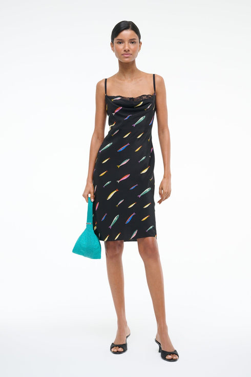 Go to EVANGELINE SILK DRESS POP SARDINES BLACK view 1
