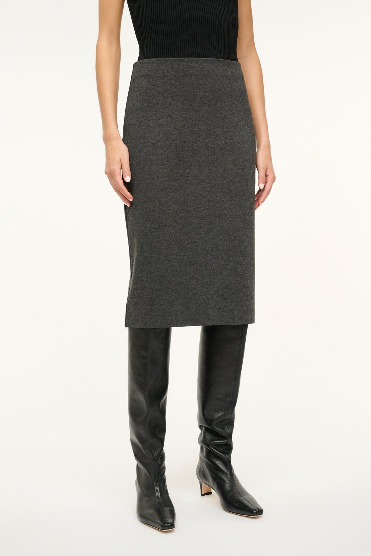 Image PASCALE PENCIL SKIRT | HEATHER GREY 3 of 6 and Clicking this image will trigger a zoom pop-up