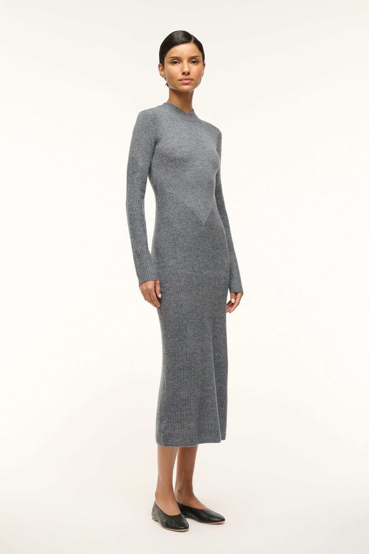 Image RAMONA DRESS | CHARCOAL GREY 3 of 5 and Clicking this image will trigger a zoom pop-up