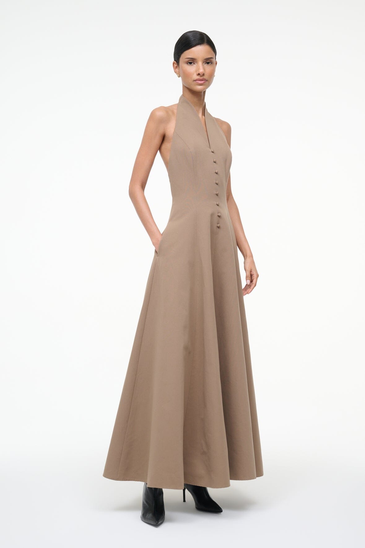 Image STELLA DRESS | TAUPE 2 of 7 and Clicking this image will trigger a zoom pop-up