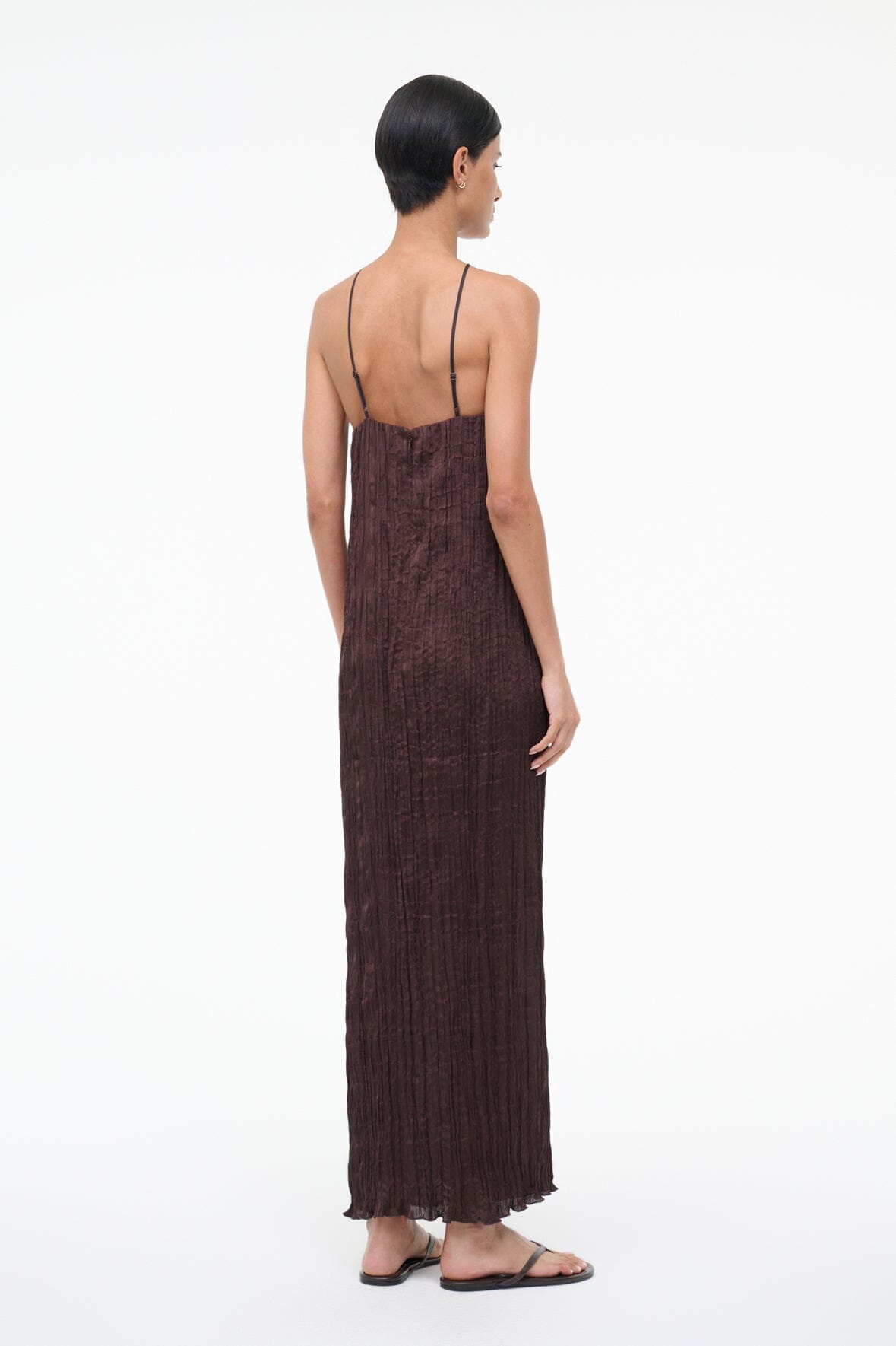 akari halter dress Staud, Akari Dress in Earth Plisse, Size XS