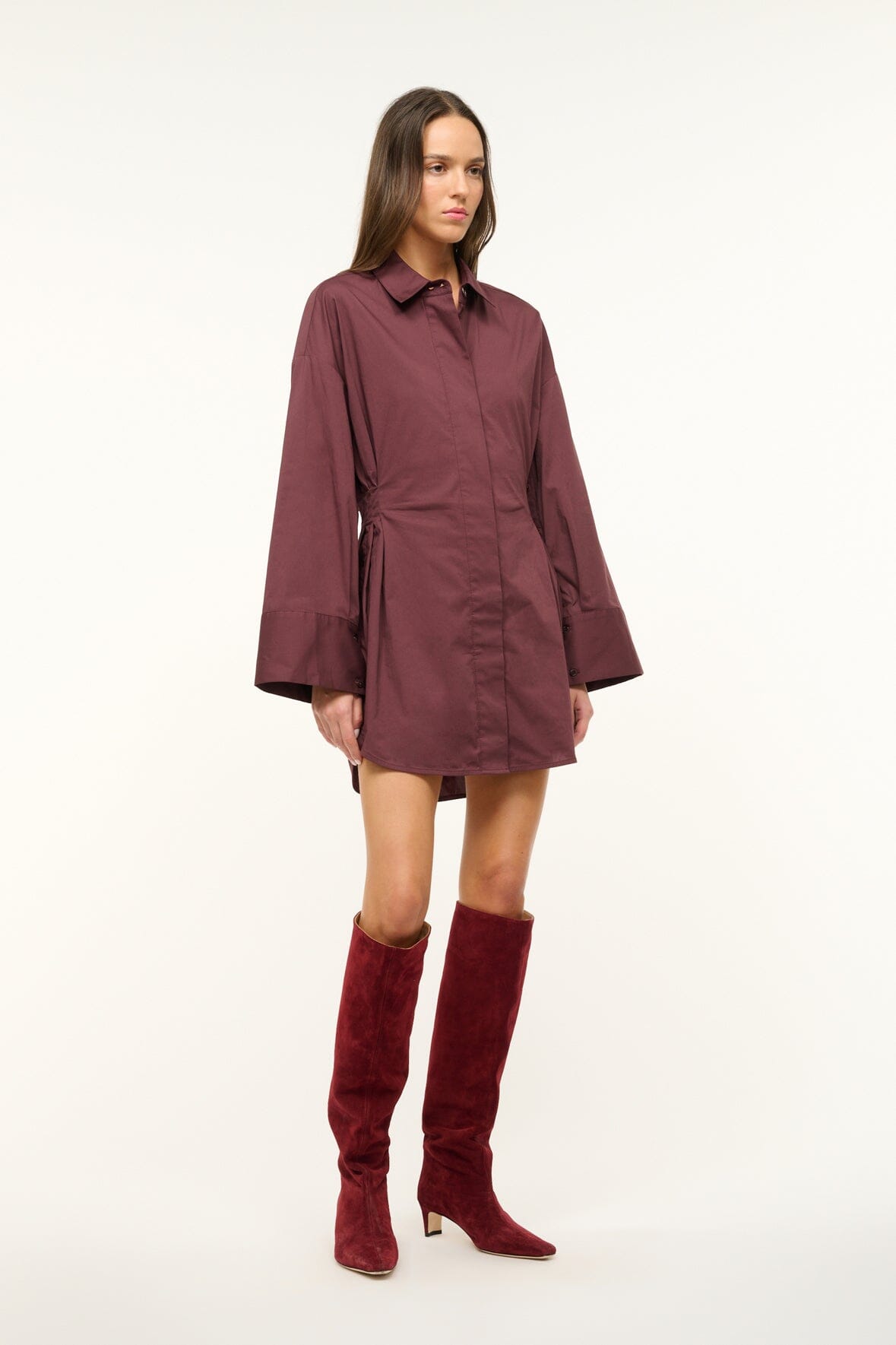 Image CINDY DRESS | MERLOT 3 of 6 and Clicking this image will trigger a zoom pop-up