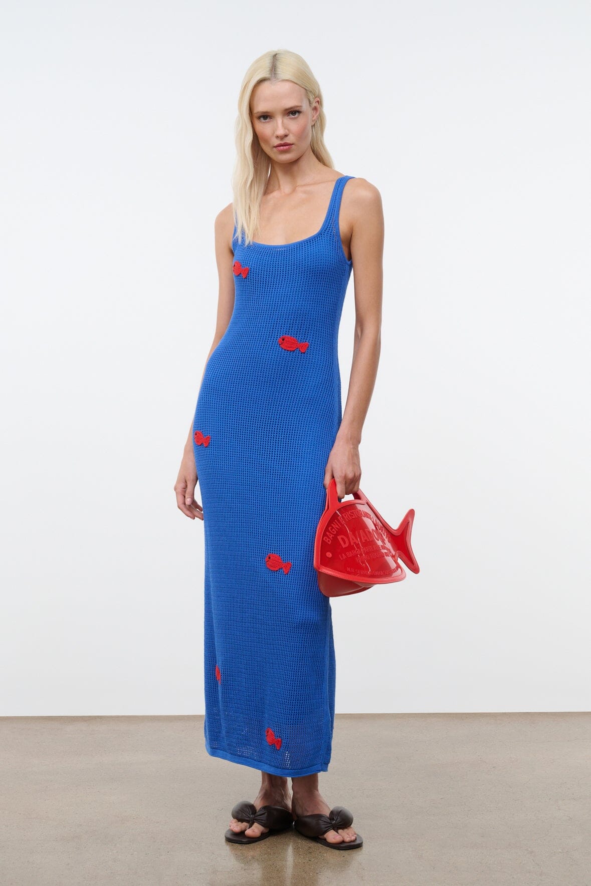 staud fish dress STAUD, Cleo Fish Bag X Da Adolfo in Red Rose