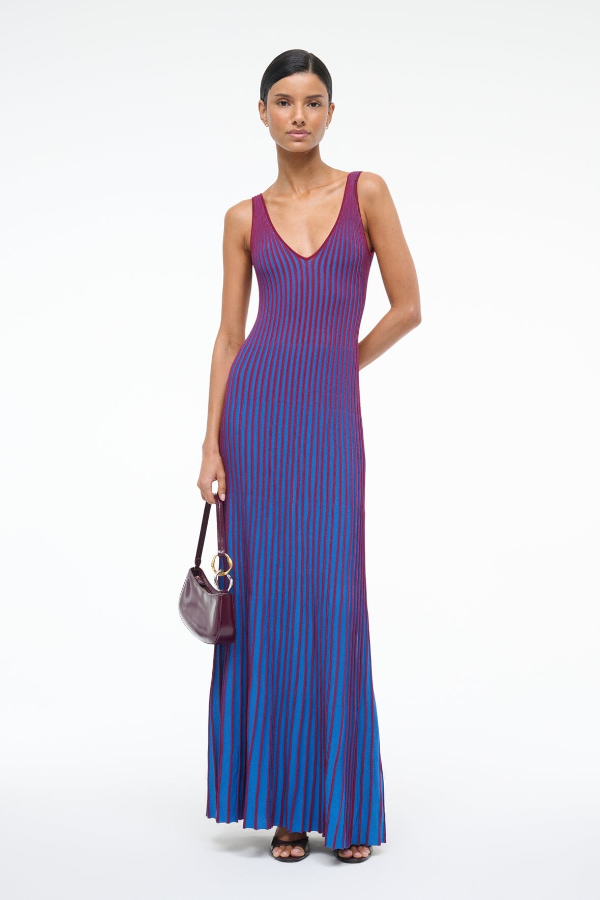 staud purple dress Staud Maxi Delfina Dress in Violet