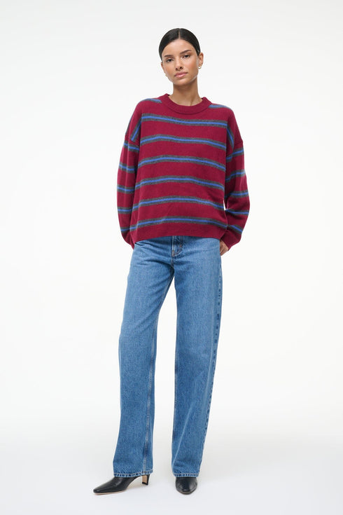 Go to SERRANO CASHMERE RELAXED CREW CRIMSON STRIPE view 1