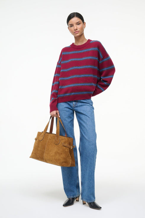 Go to SERRANO CASHMERE RELAXED CREW CRIMSON STRIPE view 2