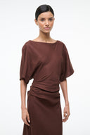 STAUD, Amelie Linen Dress in Dark Oak, Size XS STAUD, Amelie Linen Dress in Dark Oak, Size XS