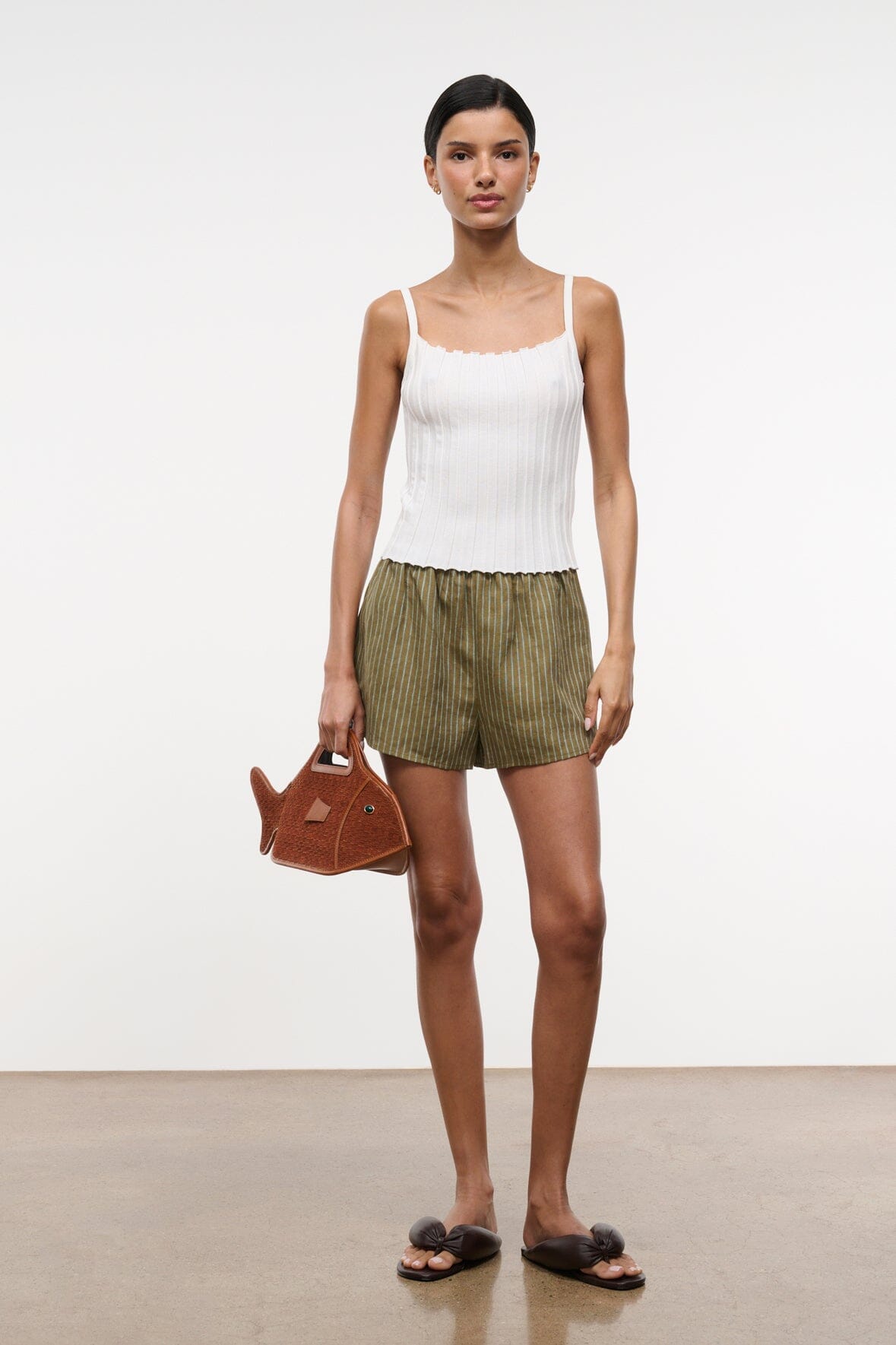 STAUD PADDLE LINEN SHORT PORTO STRIPE
