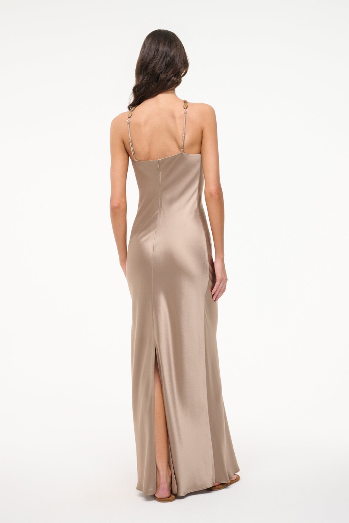 cadence dress island blue Staud Cadence Embellished Satin Dress Rent a Dress