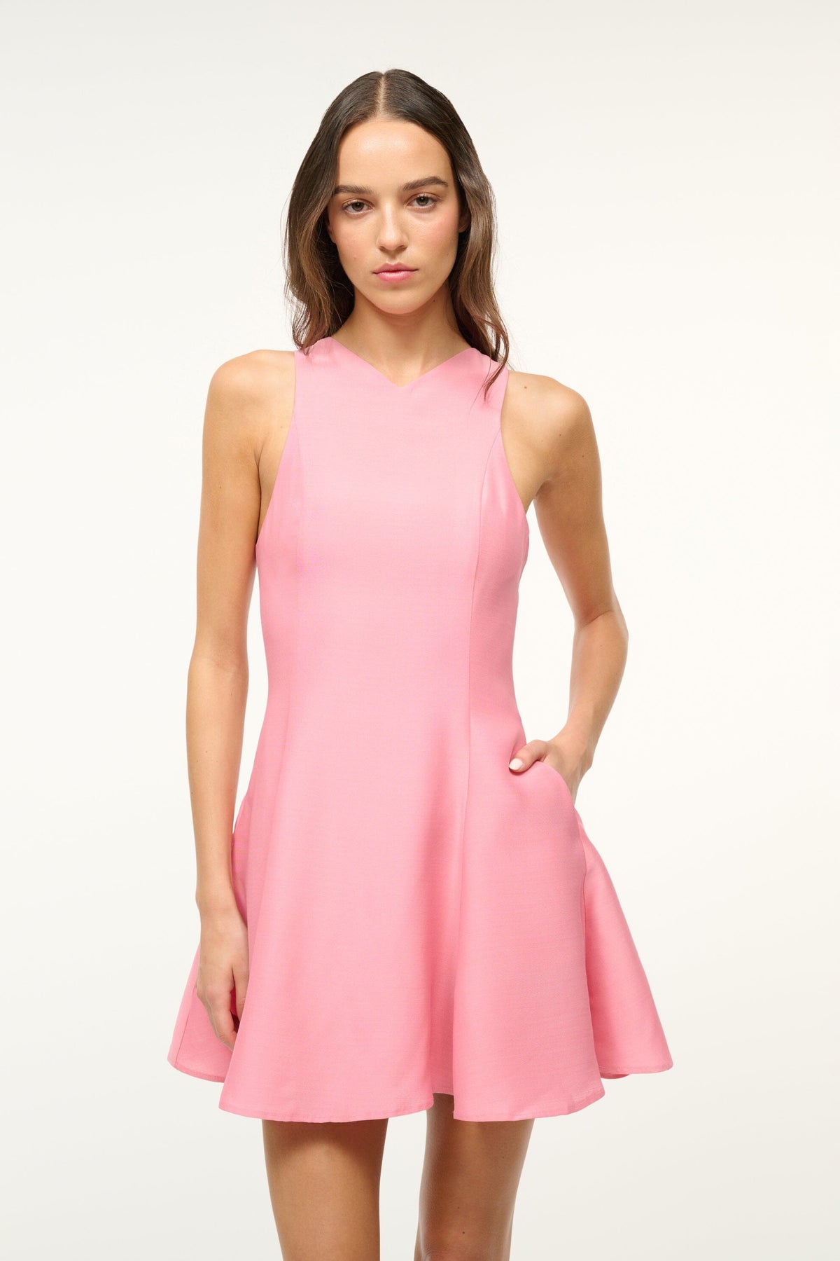 Image MINI HEIKE DRESS | DAMASK PINK 3 of 6 and Clicking this image will trigger a zoom pop-up