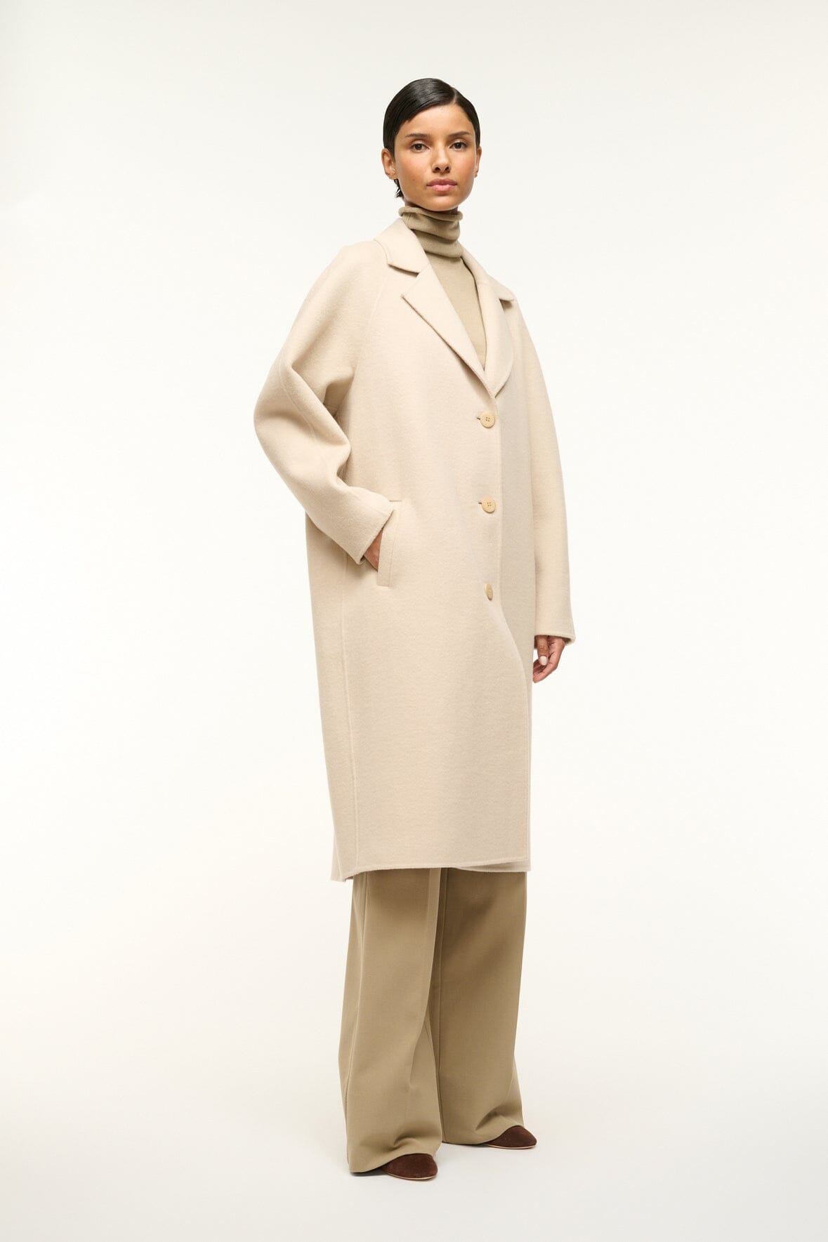 Image CHRYSALIS COAT | OYSTER 3 of 5 and Clicking this image will trigger a zoom pop-up