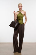 Espresso snake-print satchel, large rounded silhouette with top handles, dark brown