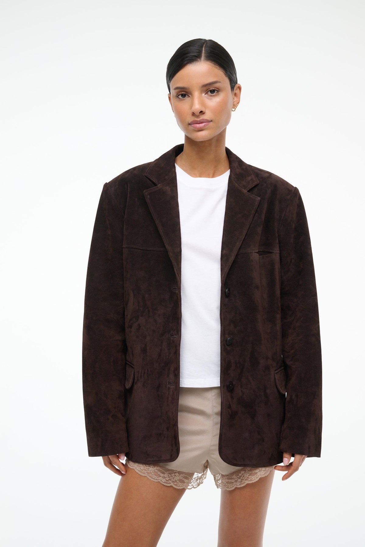 Image NATALIE SUEDE JACKET | ESPRESSO 1 of 6 and Clicking this image will trigger a zoom pop-up