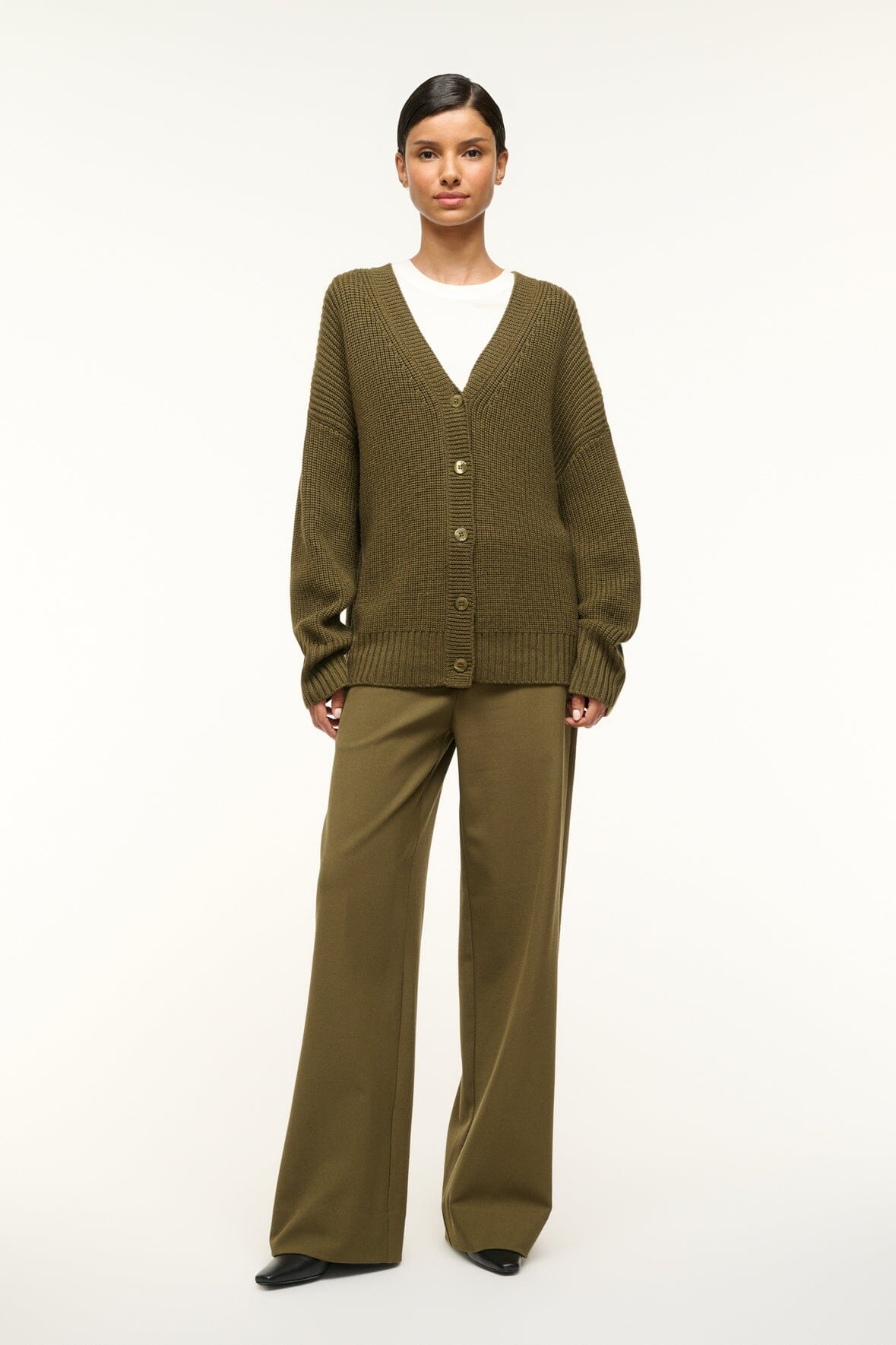 Image MATILDA CARDIGAN | SERGEANT GREEN 2 of 6 and Clicking this image will trigger a zoom pop-up