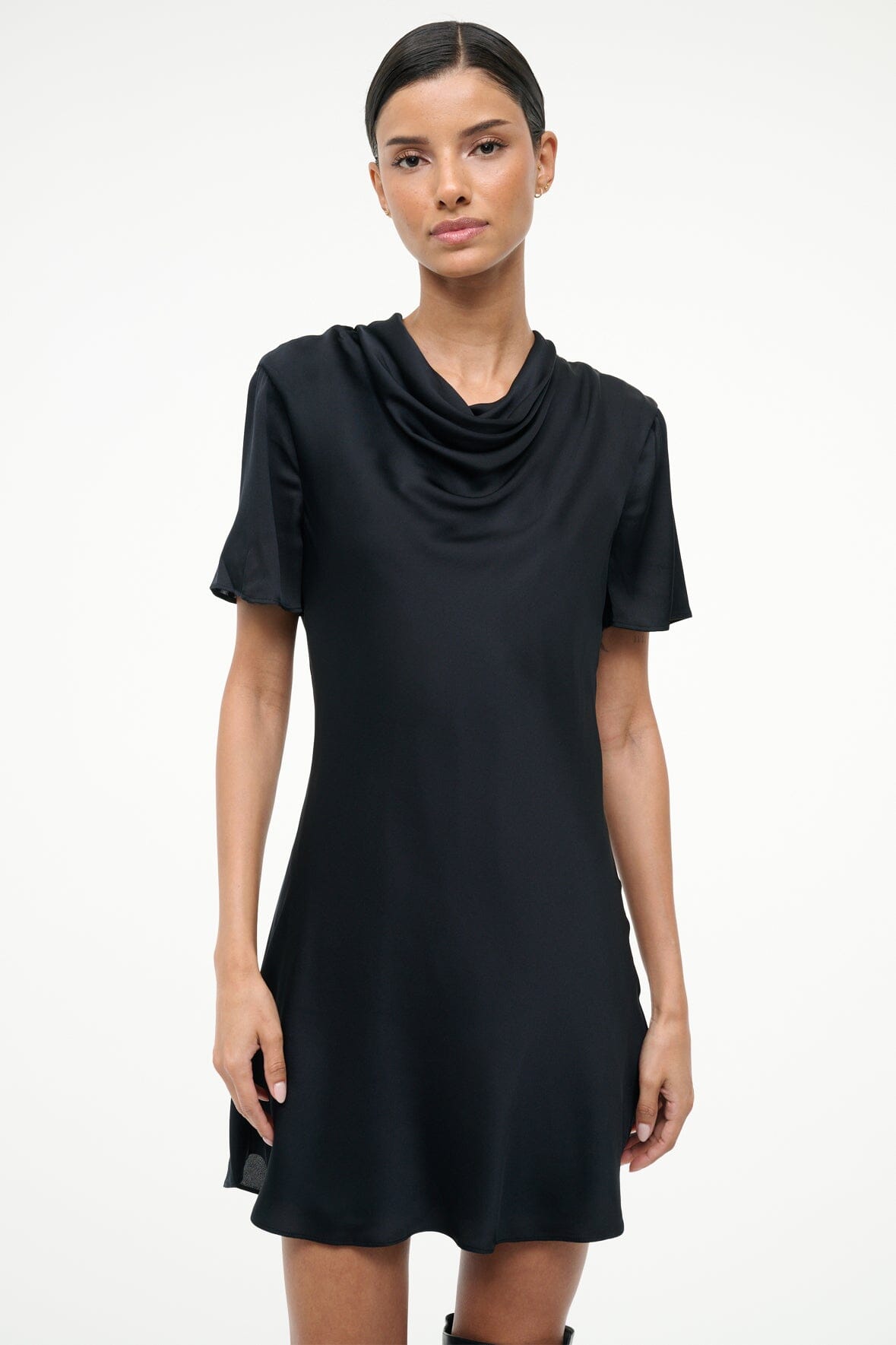 STAUD, Iris Silk Dress in Black, Size XL STAUD, Iris Silk Dress in Black, Size XL