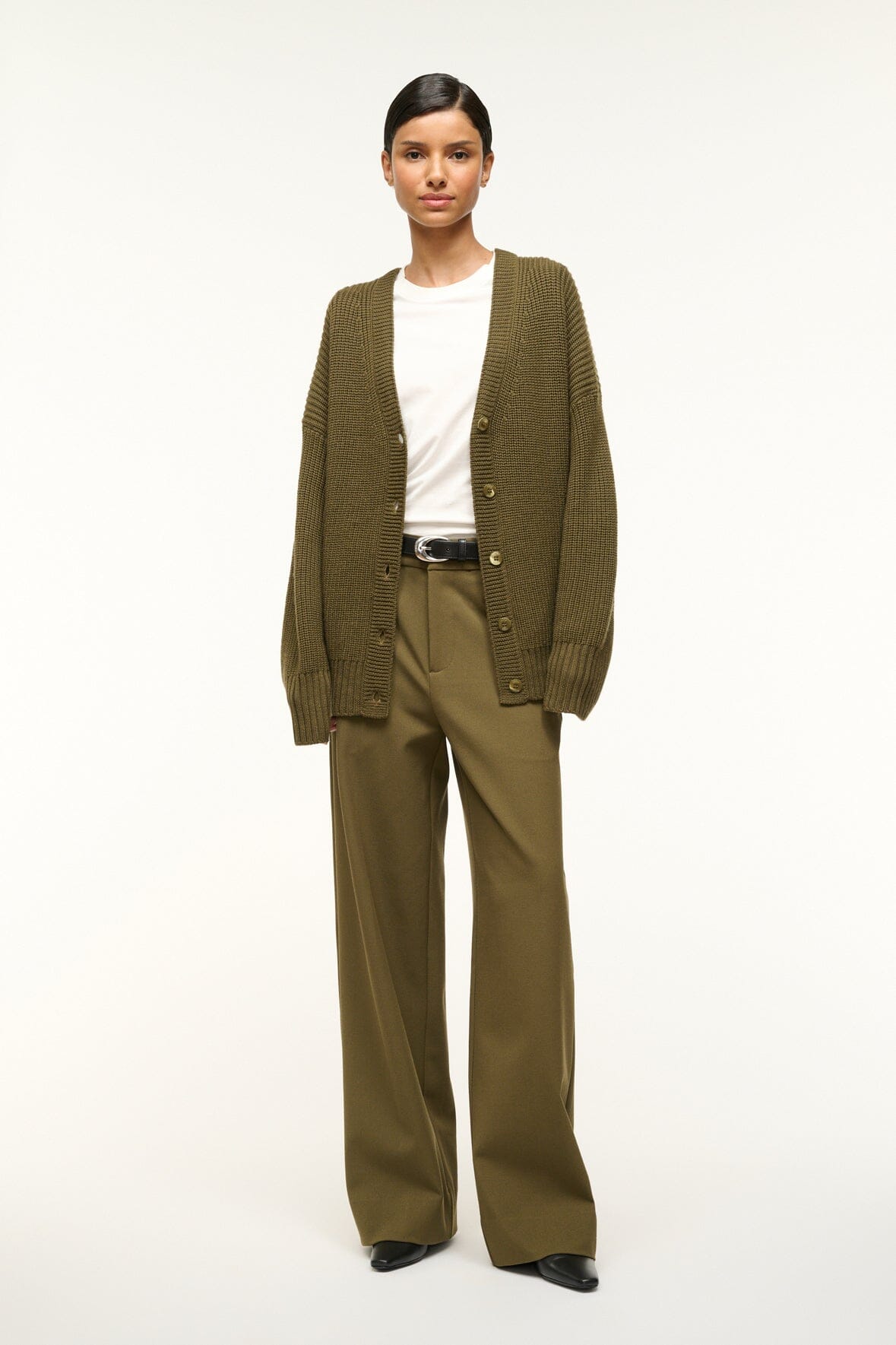 Image MATILDA CARDIGAN | SERGEANT GREEN 3 of 6 and Clicking this image will trigger a zoom pop-up