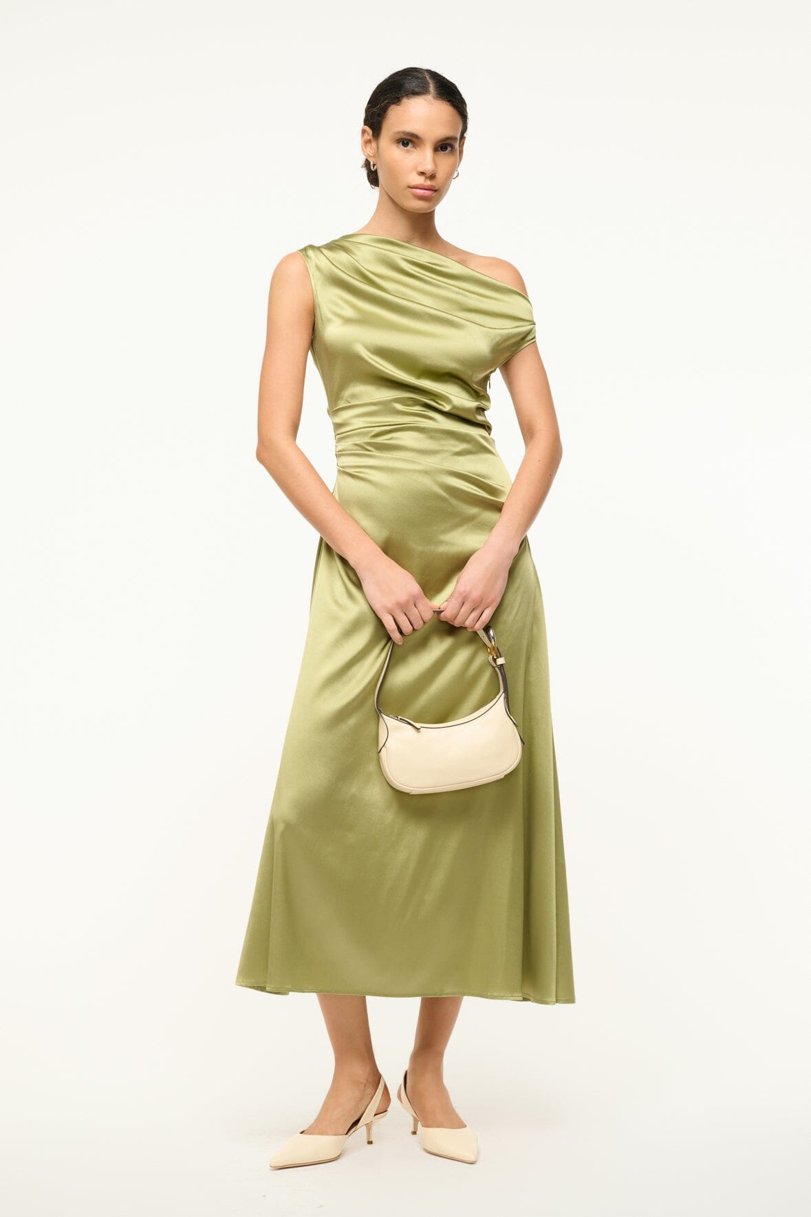 Image PHARE SILK DRESS | MOSS 1 of 7 and Clicking this image will trigger a zoom pop-up