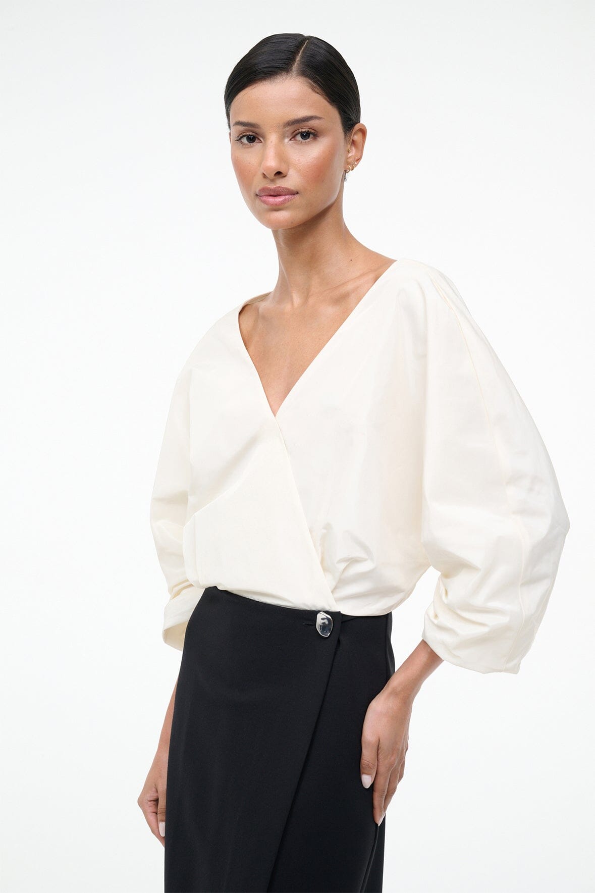 STAUD, Orion Dress in Ivory Black, Size 0