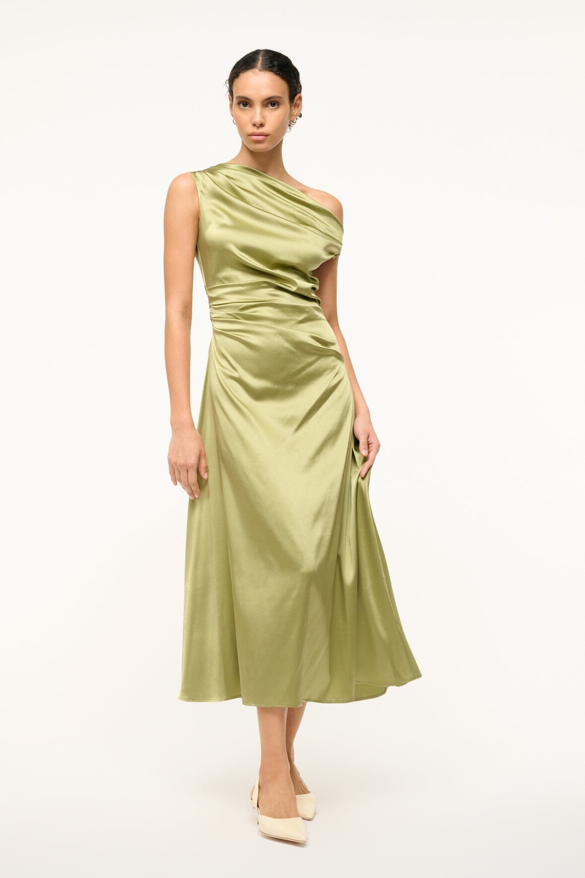 Image PHARE SILK DRESS | MOSS 4 of 7 and Clicking this image will trigger a zoom pop-up