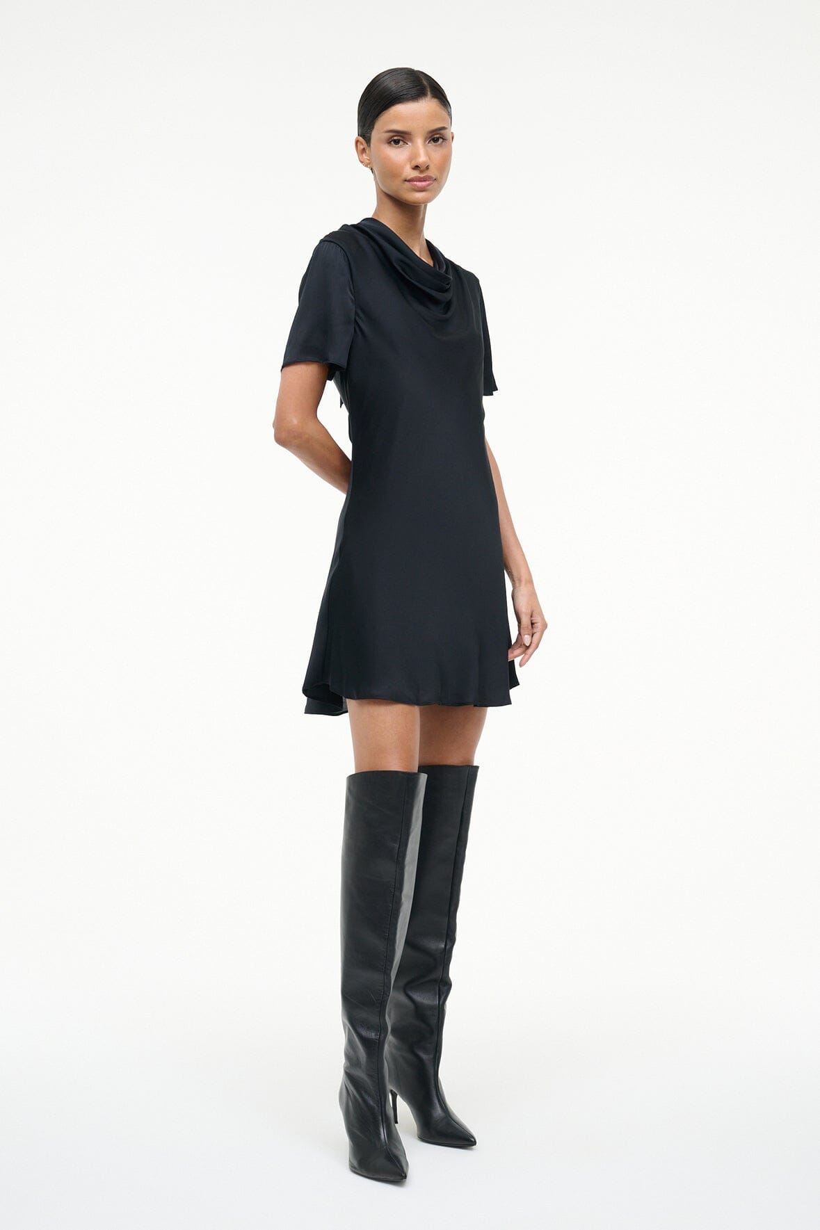 Image IRIS SILK DRESS | BLACK 3 of 5 and Clicking this image will trigger a zoom pop-up
