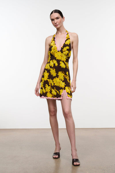 STAUD, Lucca Mini Dress in Golden Daisy, Size Small