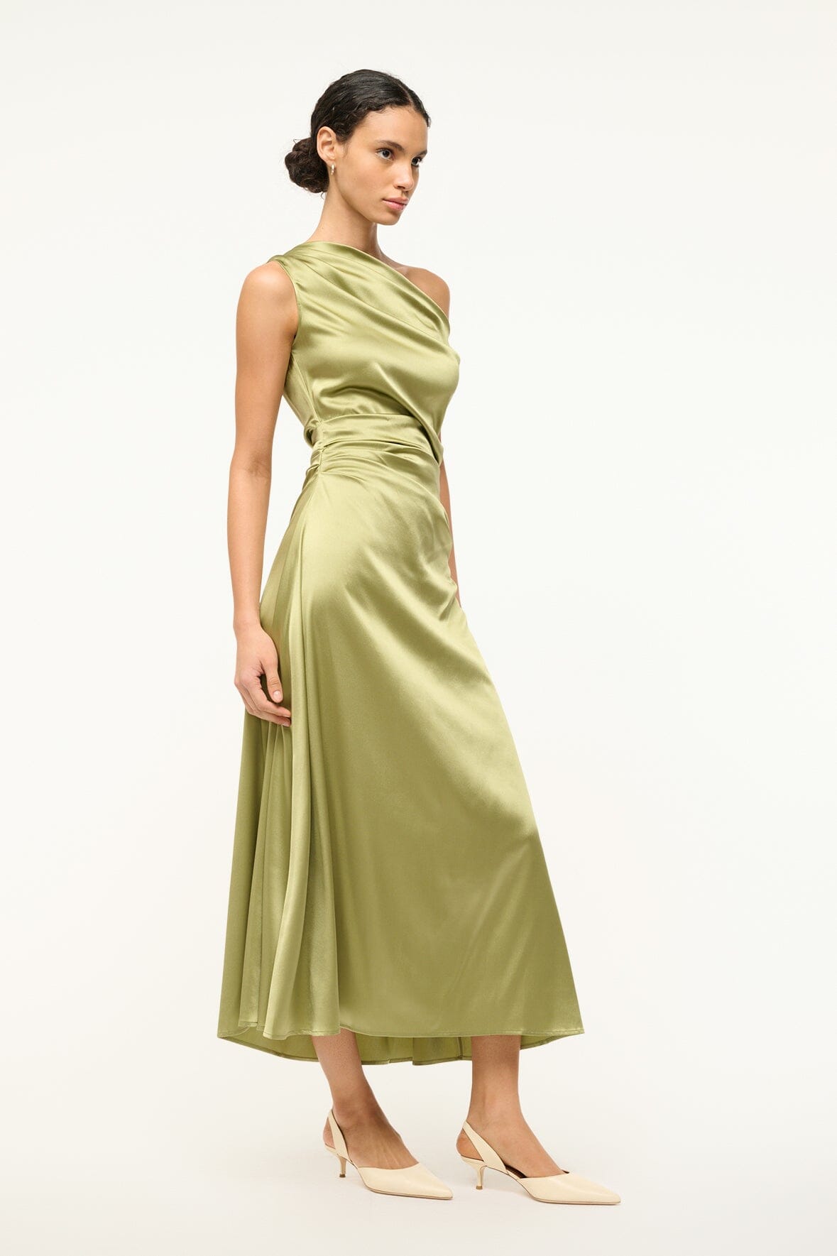 Image PHARE SILK DRESS | MOSS 3 of 7 and Clicking this image will trigger a zoom pop-up