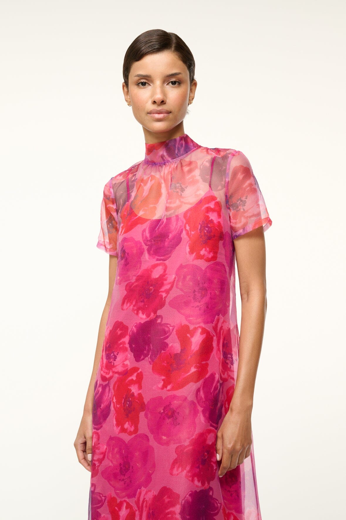 staud calluna dress pink Staud Calluna dress Magenta Floral by Staud