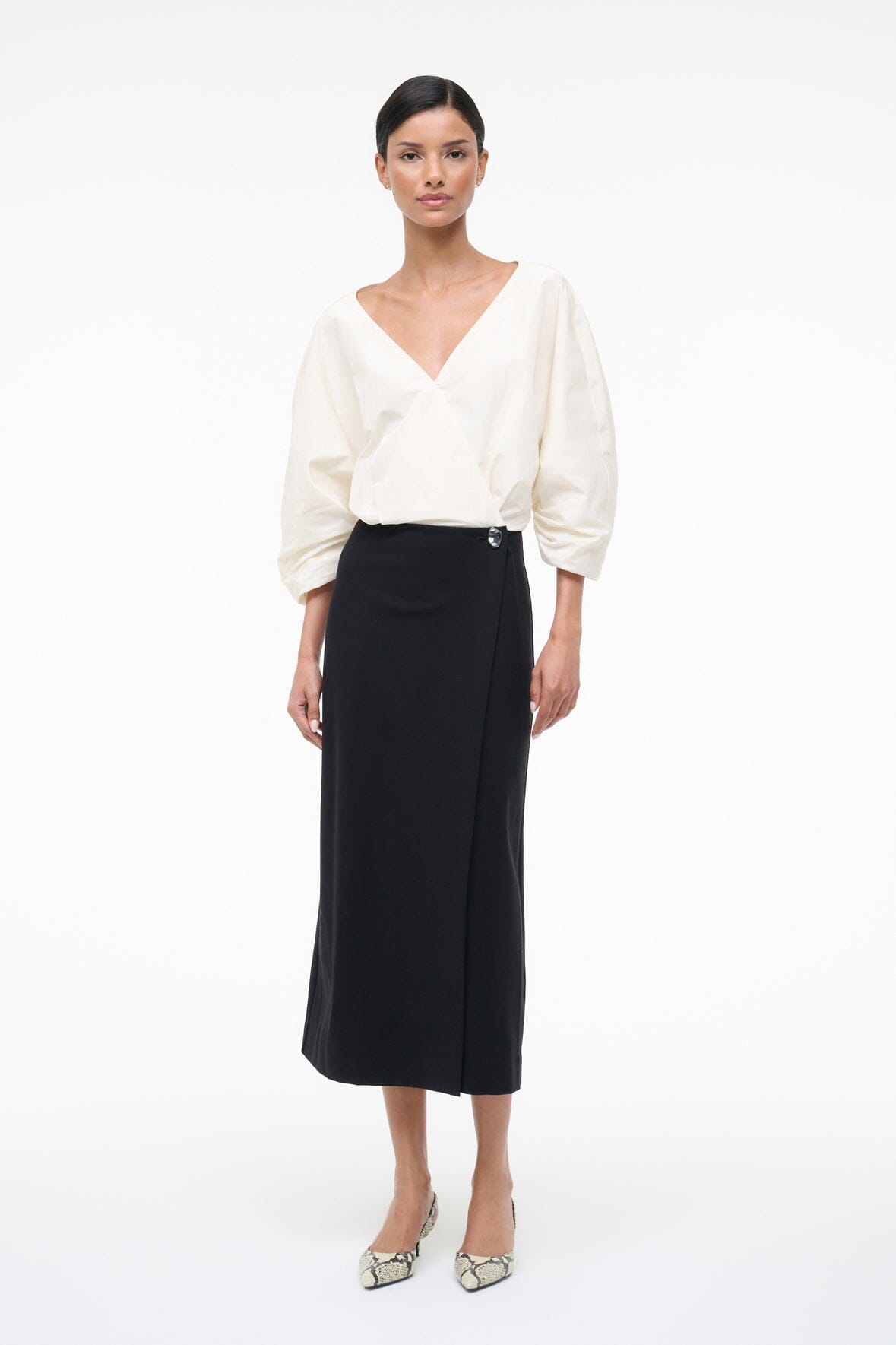 STAUD, Orion Dress in Ivory Black, Size 0