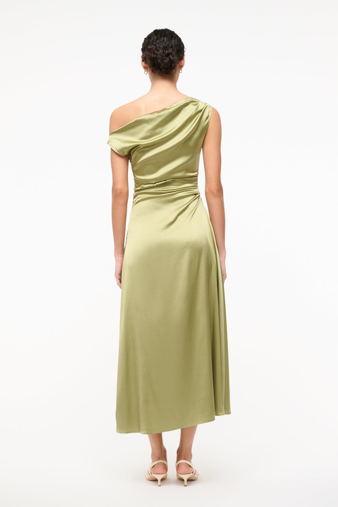 Image PHARE SILK DRESS | MOSS 3 of 7 and Clicking this image will trigger a zoom pop-up