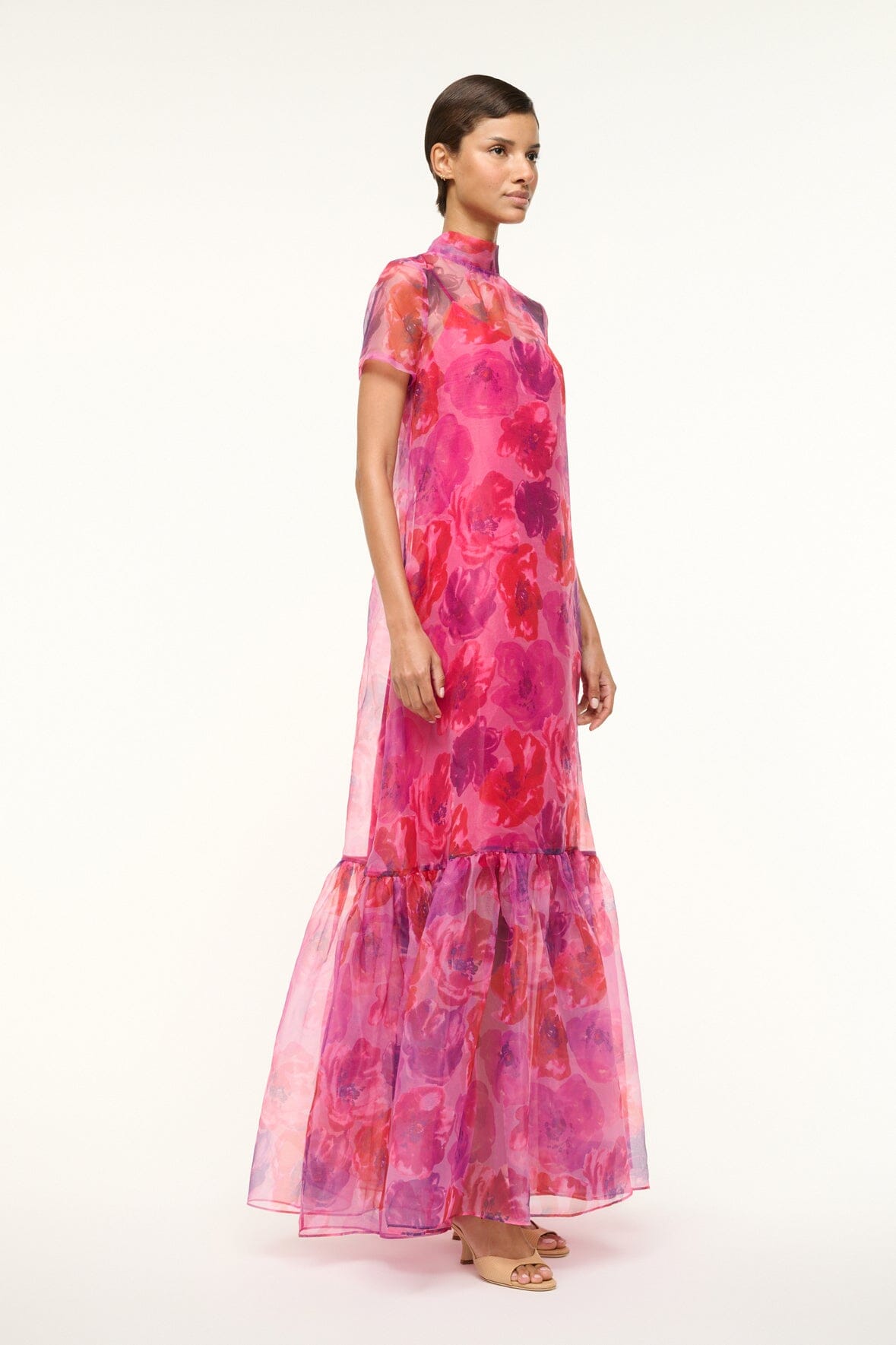 Image CALLUNA DRESS | MAGENTA PAINTED FLORAL 3 of 5 and Clicking this image will trigger a zoom pop-up